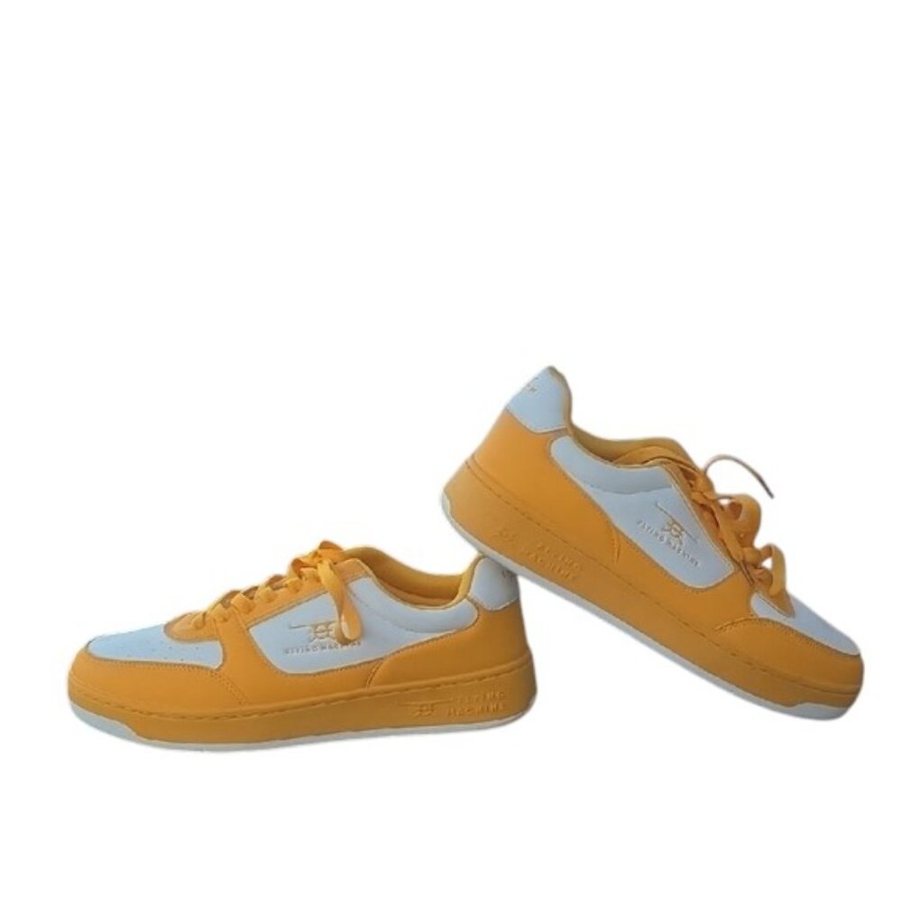 Flying Machine Men's Yellow/White Lace-Up Sneakers Size 8